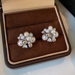925纯银钻石大珍珠耳钉耳饰品女2025新款爆款轻奢高级感气质耳环