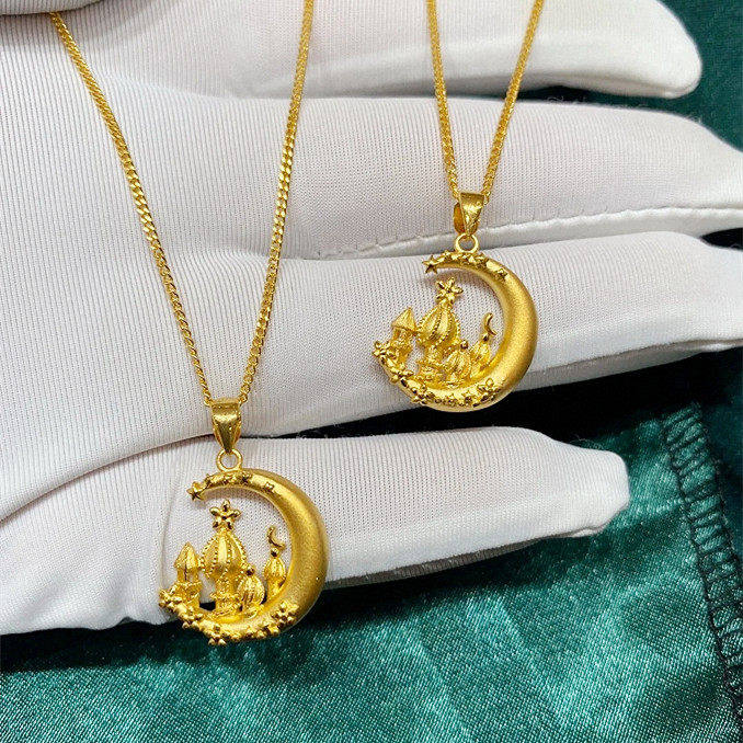 宫廷星月移动梦幻城堡项链女黄金色在逃公主吊坠圣诞礼物送闺蜜