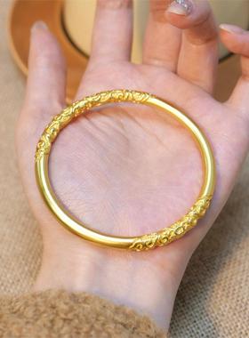 古法传承卷草纹手镯宫廷风实心