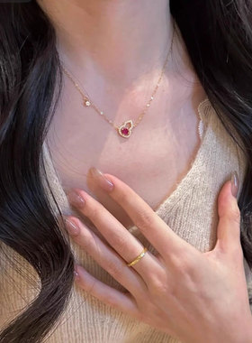 「福禄护身」红色锆石镂空满钻