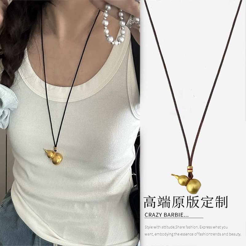 沙金葫芦项链新中式卫衣链子叠戴