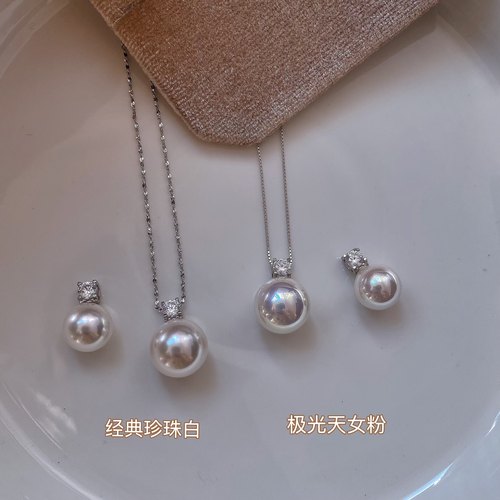 s925纯银戴妃单颗珍珠吊坠项链女