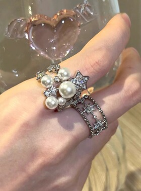 繁星点点开口戒指925银复古贵气