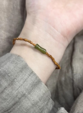 琉璃竹节橄榄核手链小众精致文艺