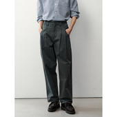 休闲裤 男女同款 强捻棉质水洗做旧双褶长裤 WHIMIN