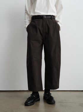 WHIMIN 日本近江晒肌理弯刀九分裤立裁弧形休闲裤男女同款