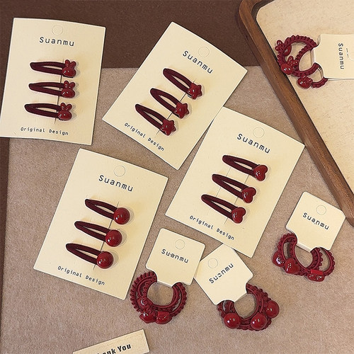 秋冬植绒发夹儿童毛绒侧边碎发夹