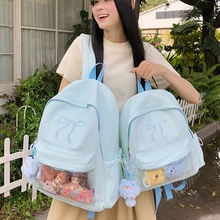 高中学生初中女生旅行背包少女双肩包二次元风女生书包2025新款初中生大容量吧唧高颜值耐脏痛包超轻便双肩背