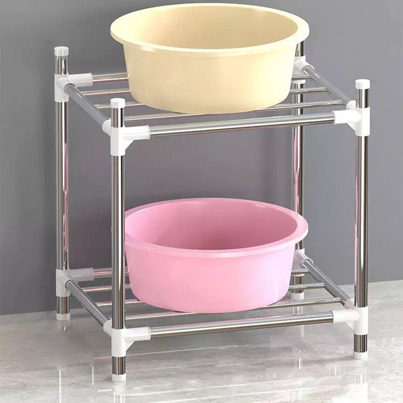 家用落地架多功能不锈钢面盆架卫生间储物架厨房置物架脸盆收纳架