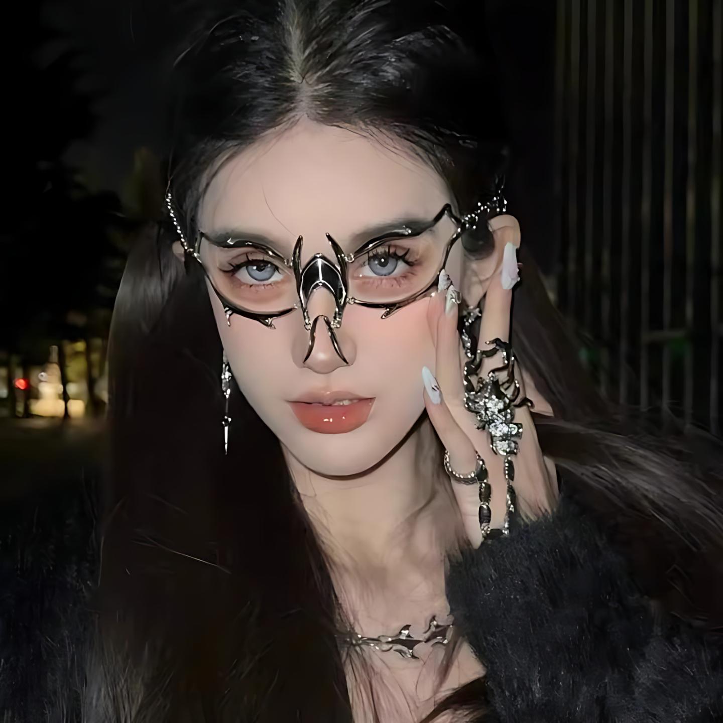 赛博朋克金属面具女小众高级感