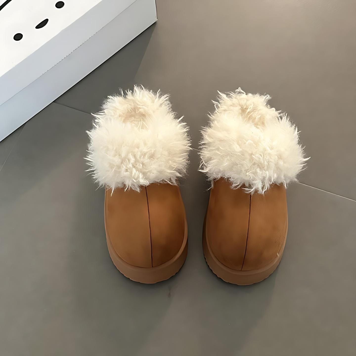 厚底包头半拖女加绒雪地靴防滑保