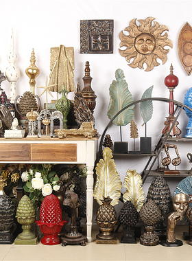 美式复古做旧树脂桌面创意摆件