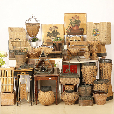 桌面杂物收纳野餐竹篮提篮