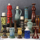 饰摄影道具摆件 复古做旧陶瓷蜡烛烛台家居民宿桌面创意装 美式 欧式