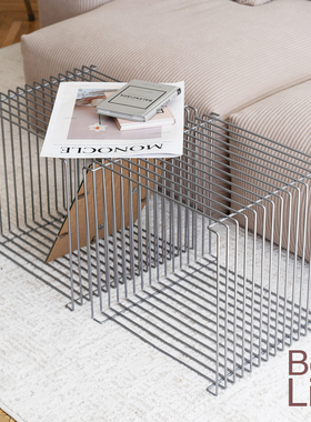 盒子生活简约不锈钢线 线条边几家用中古创意组合小茶几panton wi