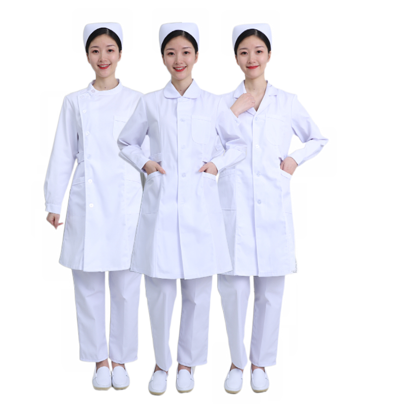 护士服短袖长袖女套装夏天冬天厚款白色医护立领偏襟娃娃领款印字
