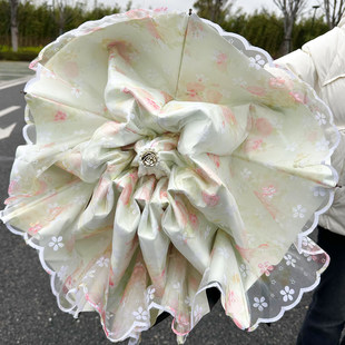 碎花雨伞晴雨两用加大加厚加固折叠黑胶太阳伞防晒伞双层蕾丝伞