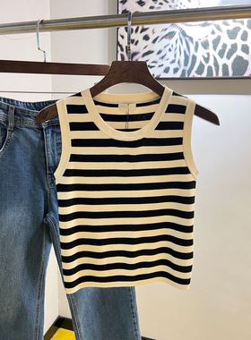 EG雅雅子古丽内搭单穿都好看~百搭打底衫条纹修身背心针织041006