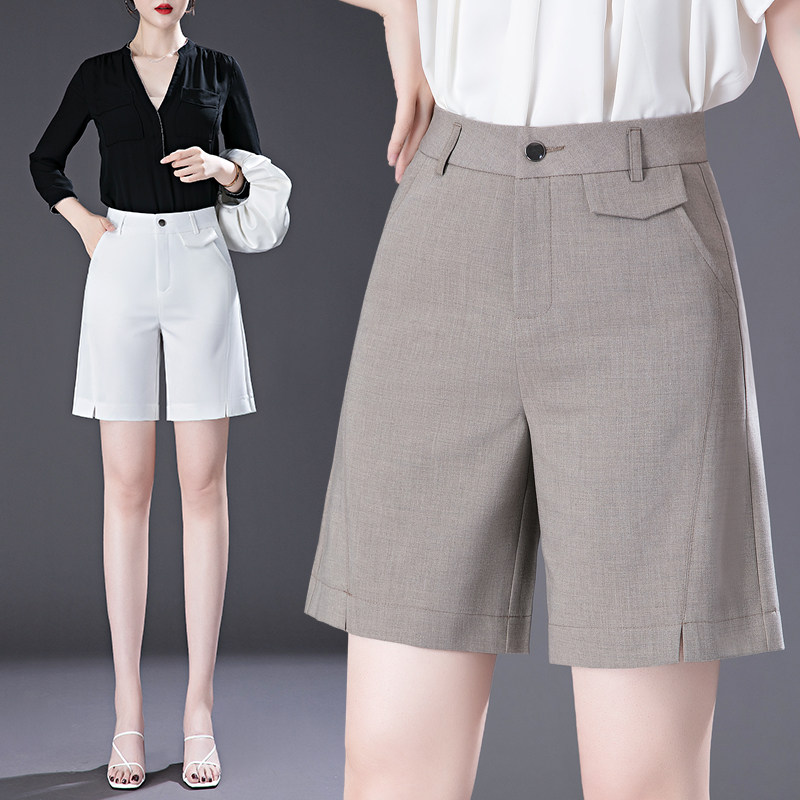 五分短裤女夏薄款外穿西装女裤宽松直筒高腰显瘦职业休闲中年女裤