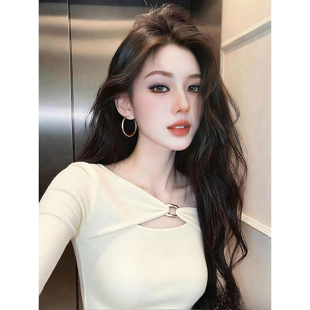 白色长袖针织T恤女2025新款