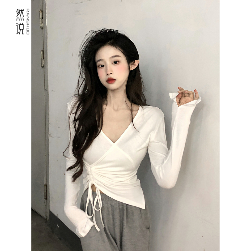 不规则设计感小众长袖抽绳