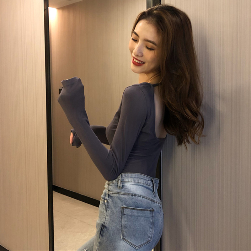 chic早秋新款设计感露背性感长袖