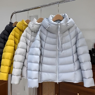 2026年新款排骨白鸭绒羽绒服女士宽松保暖加厚时尚百搭连帽通勤风