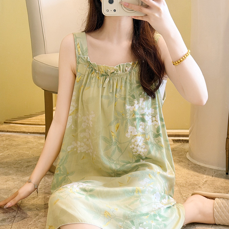 睡裙女夏季吊带连衣裙棉绸夏天图片