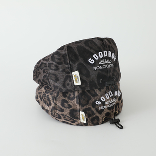 豹纹儿童帽子春秋季反带贝雷帽男女宝宝出游防风帅气英伦前进帽冬