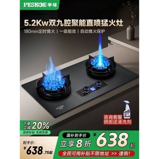半球家用猛火双灶天然气管道铜质燃气灶煤气罐台面嵌入式煤气炉
