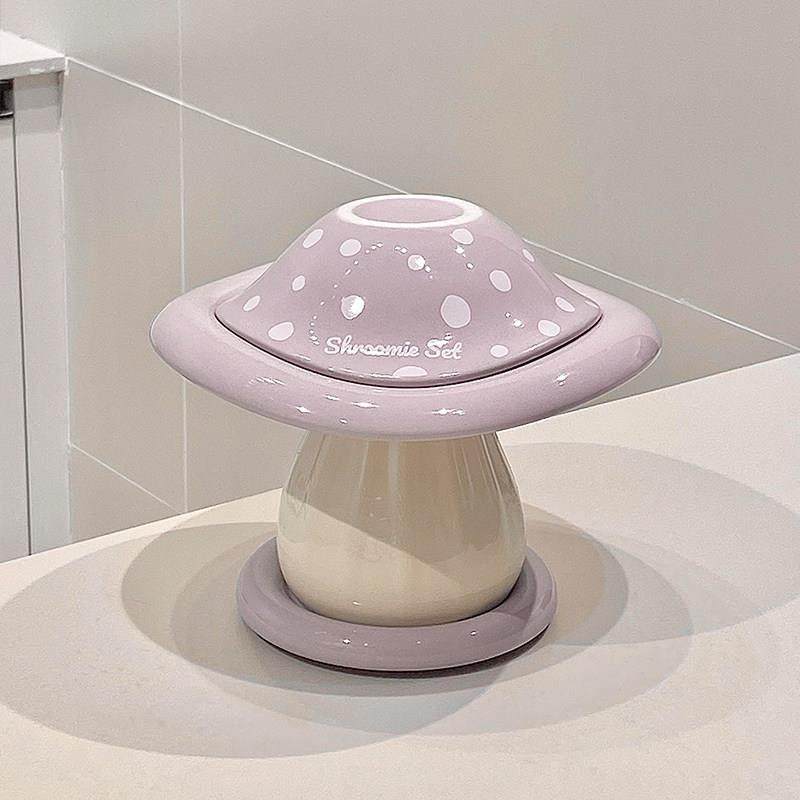 蘑菇餐具套一人用釉下彩陶瓷漂亮餐盘碗家用轻奢高装级感小众礼物,餐饮具,餐具瓷器套装,淘宝优惠券,粉丝福利购,淘宝优惠卷