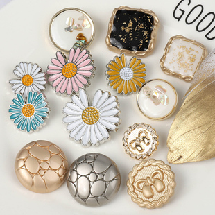 纽扣高档金属金色圆形百搭小香风上衣女外套大衣风衣服防走光扣子