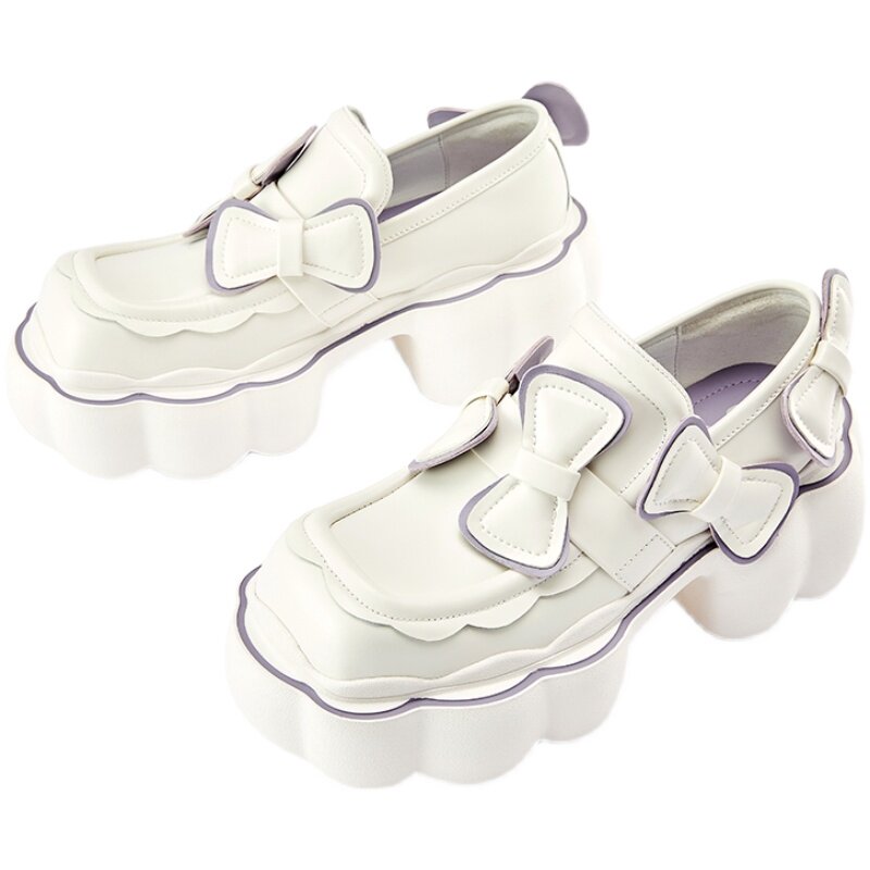 sugarsu酥履 原创春季新品蝴蝶结乐福鞋厚底皮单鞋女松糕鞋包邮