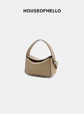 HOUSEOFHELLO 牛皮mini枕头包手提真皮单肩斜跨腋下女包hobo包