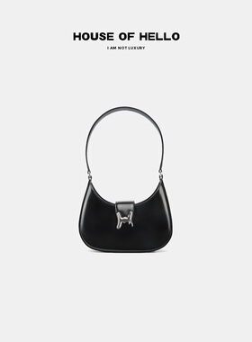 HOUSEOFHELLO高级感小众设计腋下月牙包HOH平纹单肩斜挎月亮包