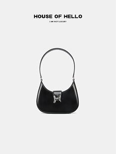 HOUSEOFHELLO高级感小众设计腋下月牙包HOH平纹单肩斜挎月亮包