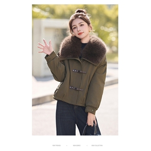 加厚派克优雅时尚女装短款小个子洋气保暖毛领外套羽绒服韩版古风