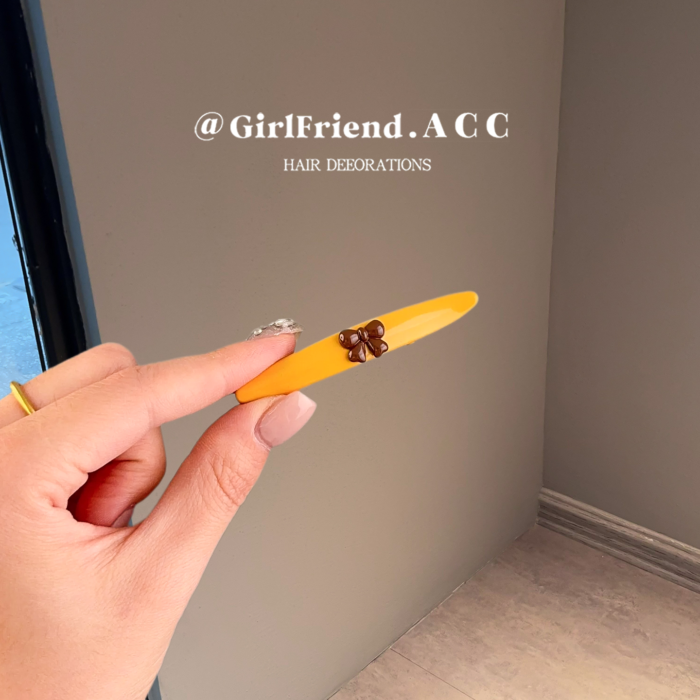 韩系黄色蝴蝶结发夹!girlfriend