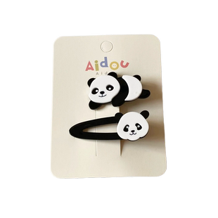 熊猫发夹可爱发卡女2023新款边夹侧边刘海夹前额儿童夹子头饰发饰