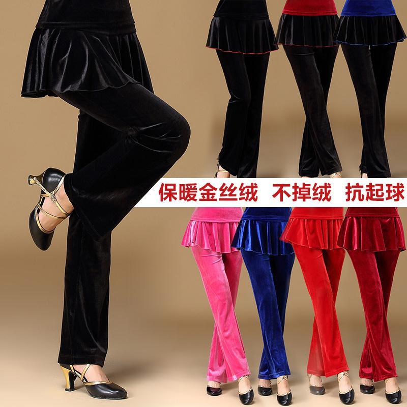 柳魅广场舞服装裙裤金丝绒长裤跳广场舞套装