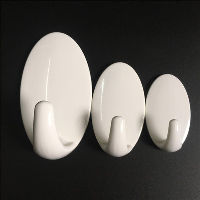 日本KM 强力粘钩粘胶式挂勾多用蛋形挂钩椭圆形白色塑料挂勾子