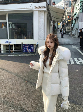 carry家雪国精灵3.0中版90白鸭绒羽绒服可拆卸大毛领杜邦三防面料