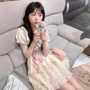 夏季 连衣裙学生可爱收腰显瘦碎花公主 新款 小个子甜美娃娃泡泡时尚
