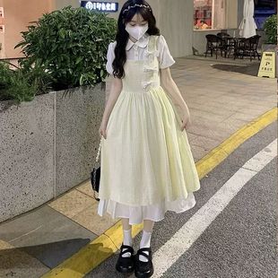假两件连衣裙少女夏装 旗袍长裙子 2024新款 初中高中学生甜美新中式
