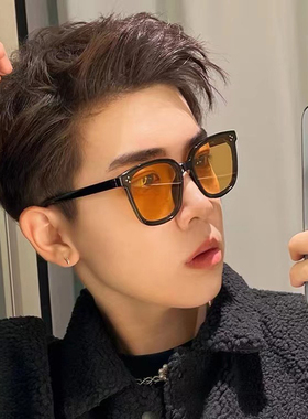 gm墨镜女眼镜太阳镜防紫外线男近视度数复古lang黄色2022茶色变色