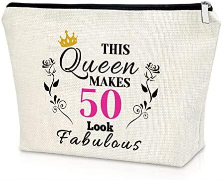 50th birthday gift for women makeup bag 50 year old birthday