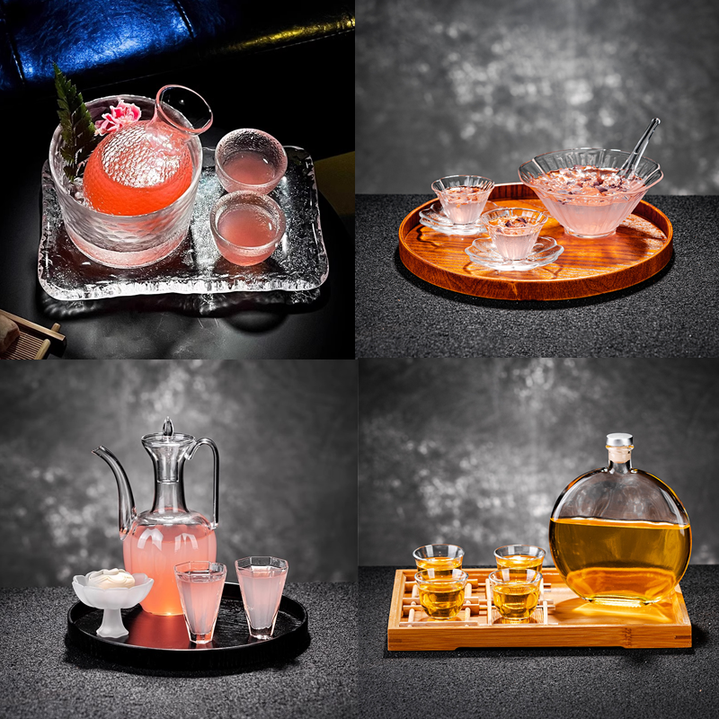 国风鸡尾酒杯组合套装微醺果酒套装清酒杯套装桂花酿酒冷萃酒瓶