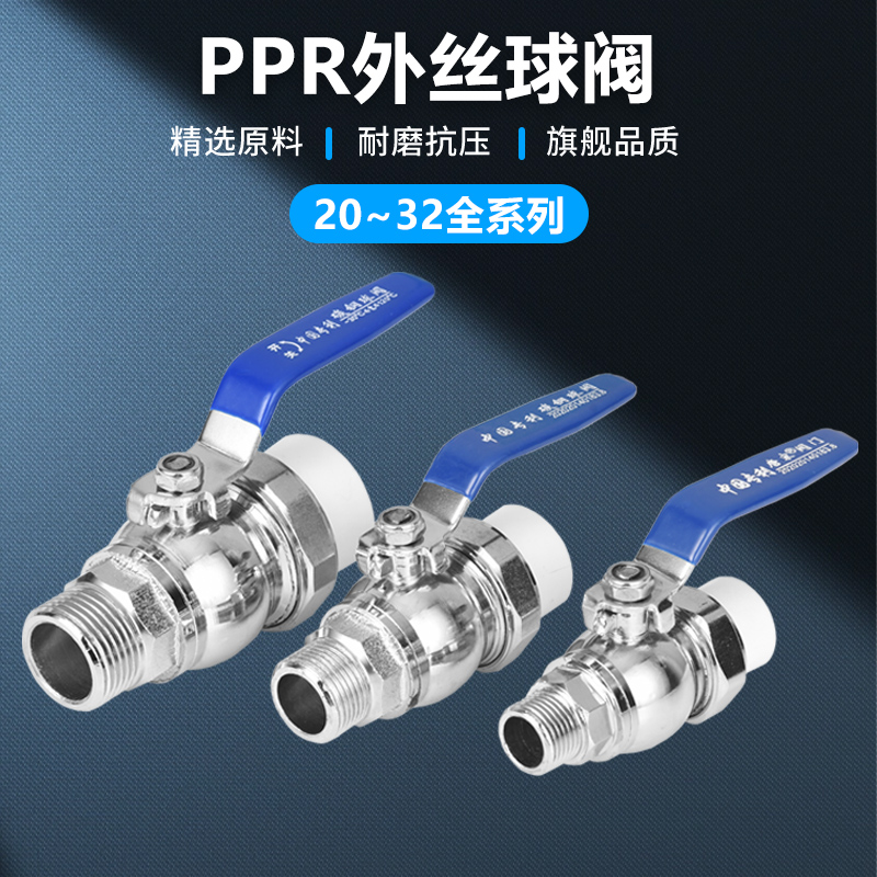 PPR水管阀门开关外丝接头DN20/25/32转接4分6分1寸热熔双活接球阀