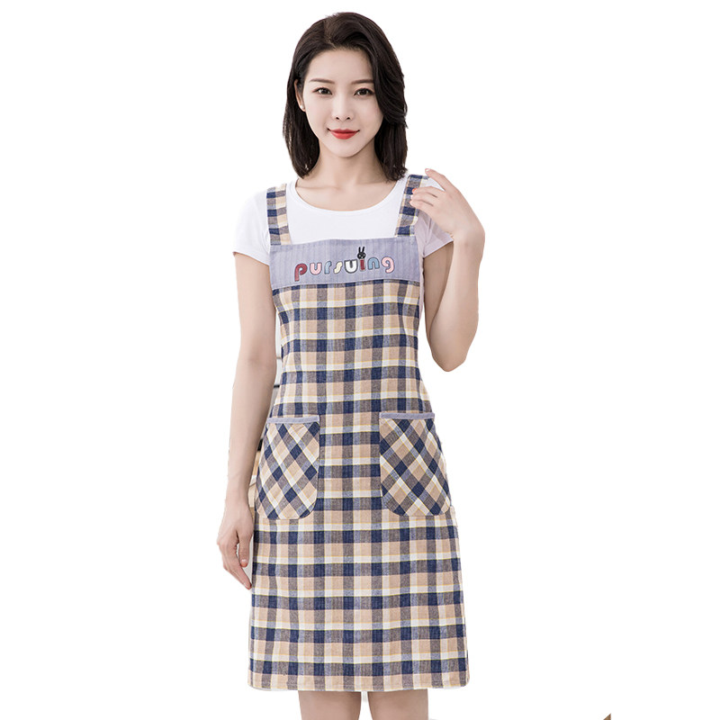 围裙家用厨房纯棉2021新款网红工作服女餐饮专用做饭时尚洋气围腰