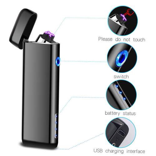 Women Dual Arc Metal USB Lighter细长金属迷你女士点烟器Gift